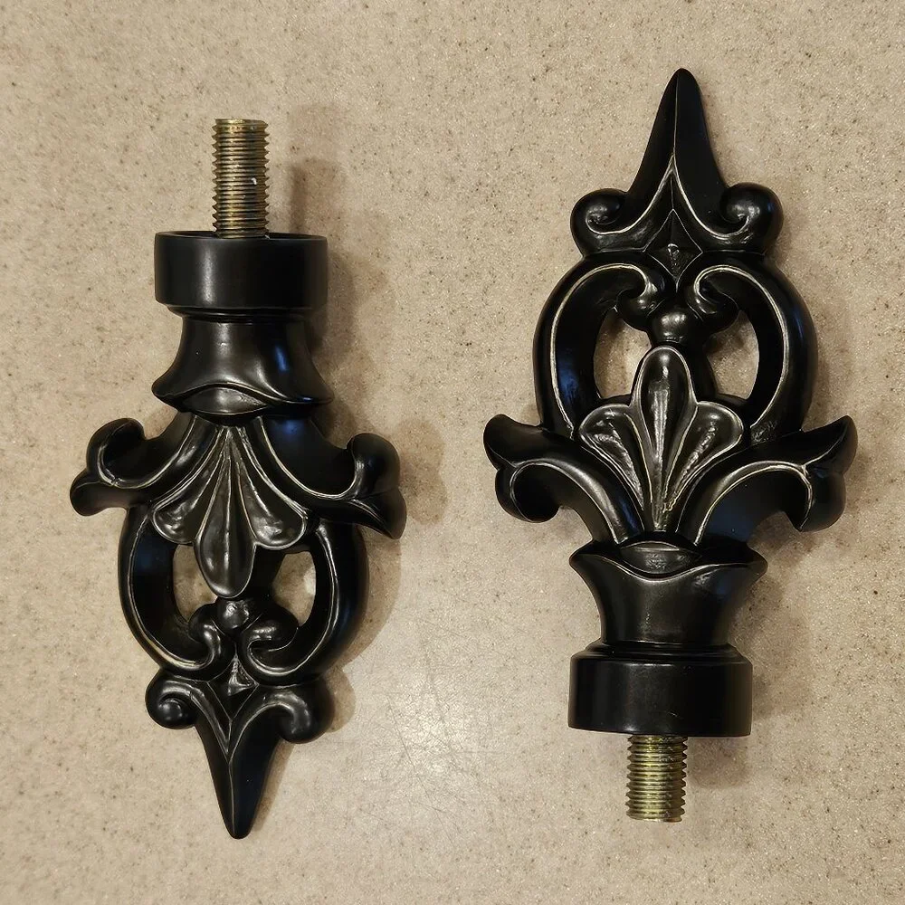 RARE NEW PAIR FRONTGATE FLOURISH OUTDOOR ALL WEATHER ORB CURTAIN ROD FINIAL END